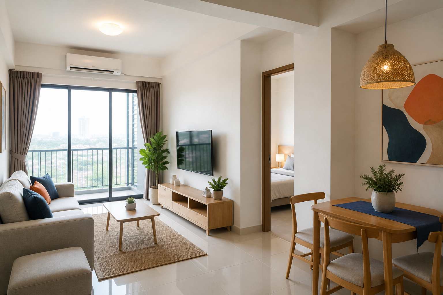 Ruang tamu apartemen nyaman di Bandung